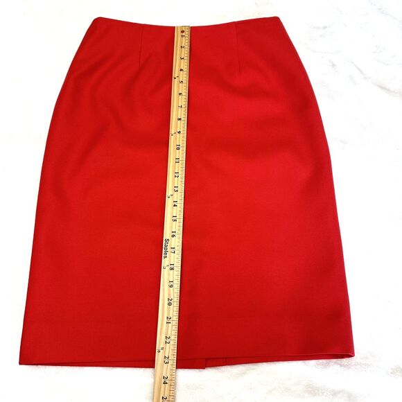 Eccoci Women's Scarlet Red Wool Knee Length Lined Pencil Skirt Sz 4 - Picture 9 of 15